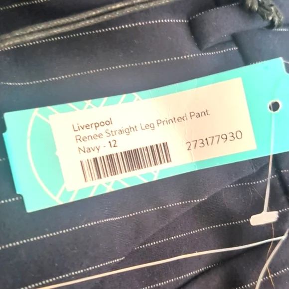 Liverpool Navy Stripes Knit Trousers Size 12/31 New With Tags - Picture 3 of 16